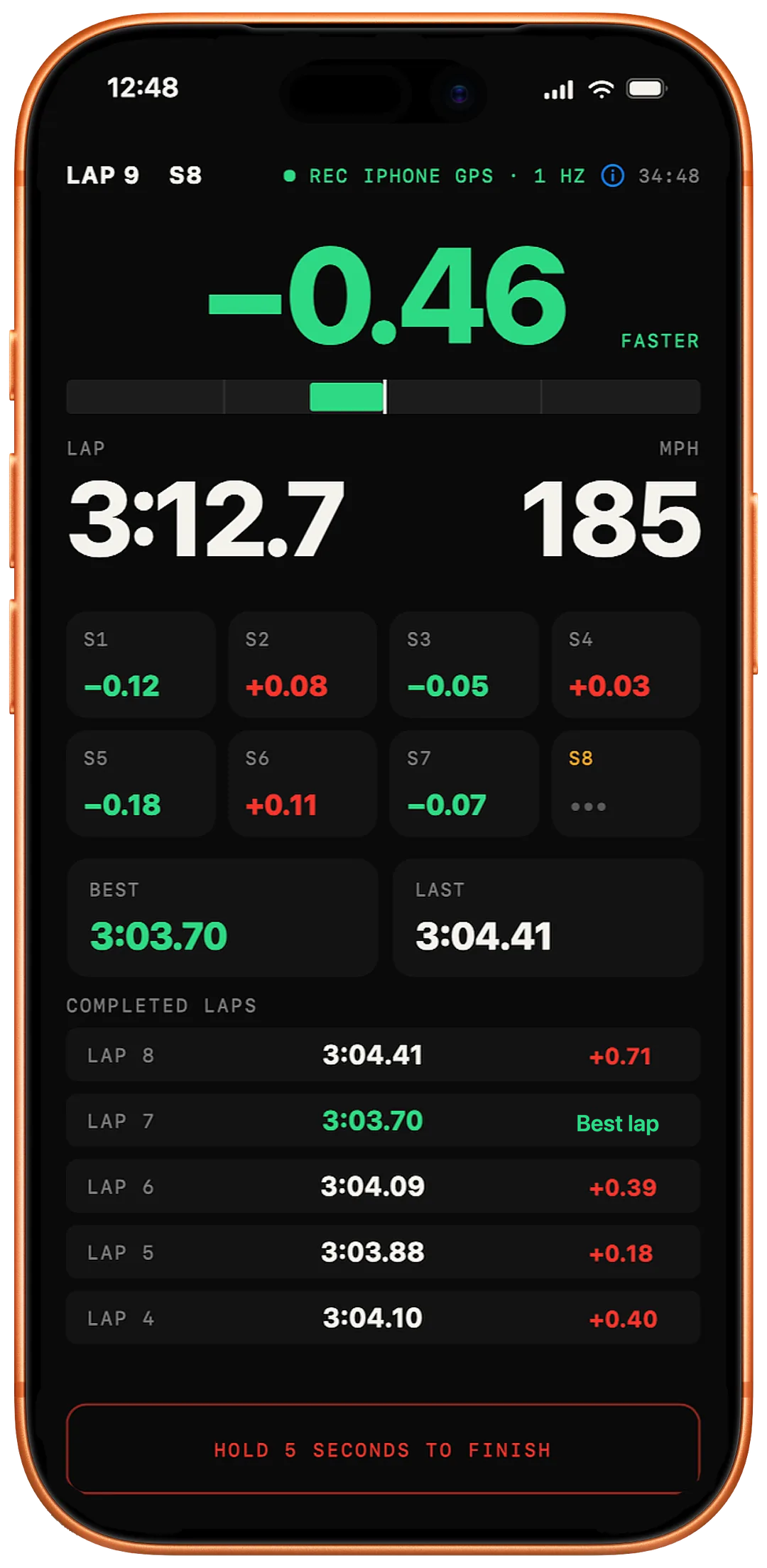 Lap timing with live delta