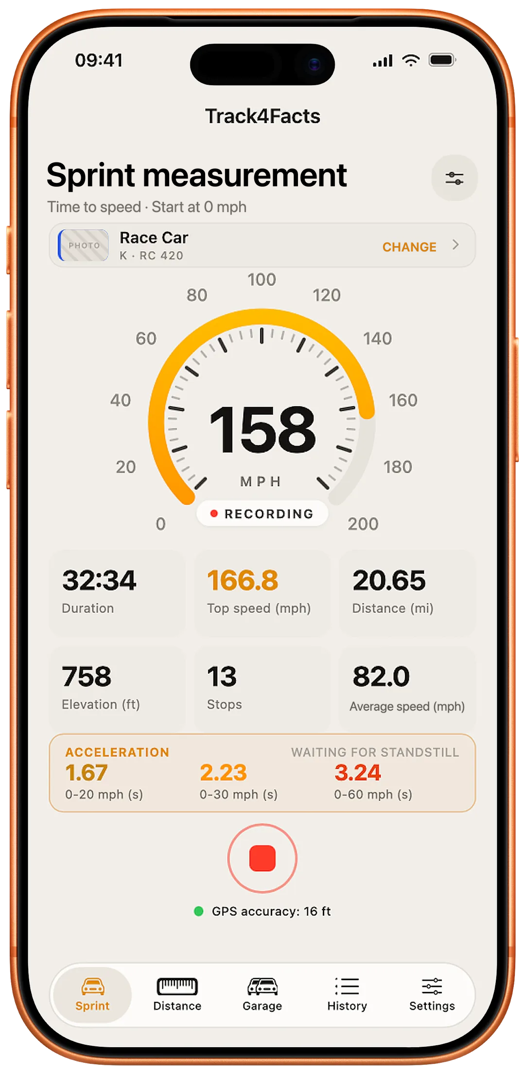 Sprint timing on iPhone