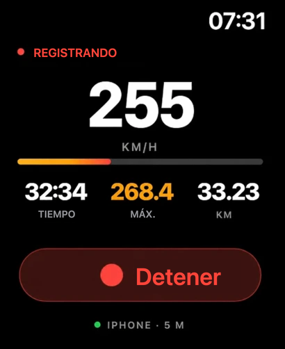 Registro de Track4Facts en curso en el Apple Watch