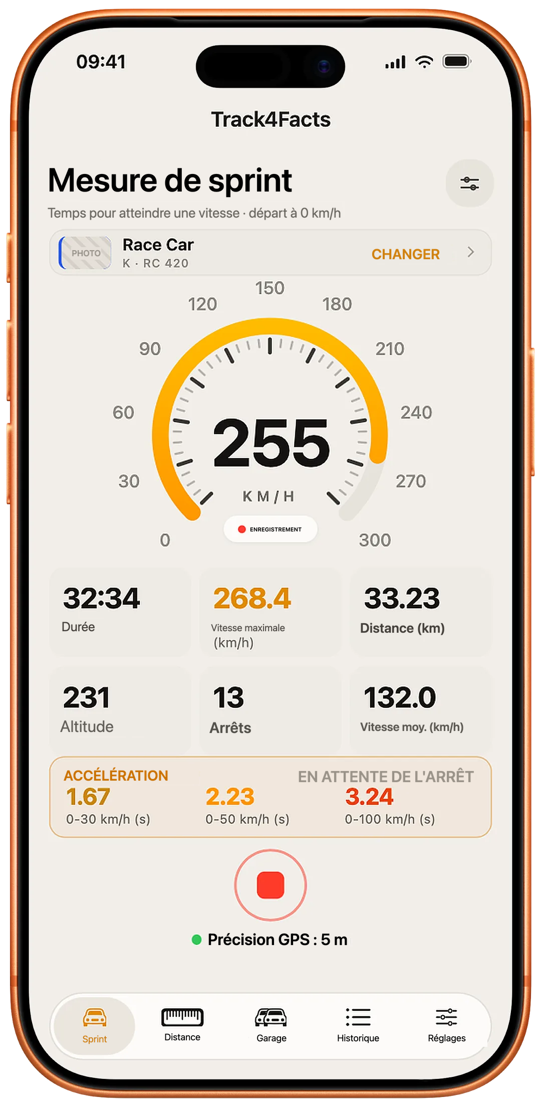 Mesure de sprint sur iPhone