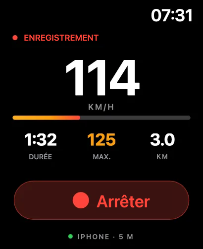 Apple Watch pendant l’enregistrement