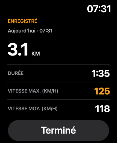 Apple Watch après l’enregistrement
