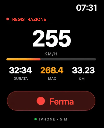 Registrazione Track4Facts in corso su Apple Watch
