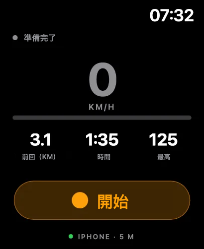 スタート前の Apple Watch