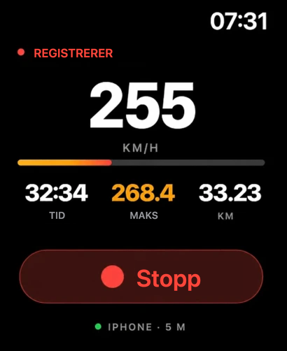 Pågående Track4Facts-opptak på Apple Watch