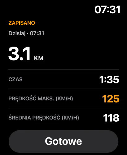 Apple Watch po zapisaniu